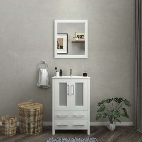Vanity Art - London 24" Single Sink Bathroom Vanity Set with Sink and Mirror - Bhdepot 