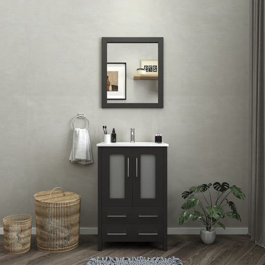 Vanity Art - London 24" Single Sink Bathroom Vanity Set with Sink and Mirror - Bhdepot 