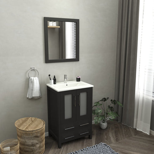 Vanity Art - London 24" Single Sink Bathroom Vanity Set with Sink and Mirror - Bhdepot 