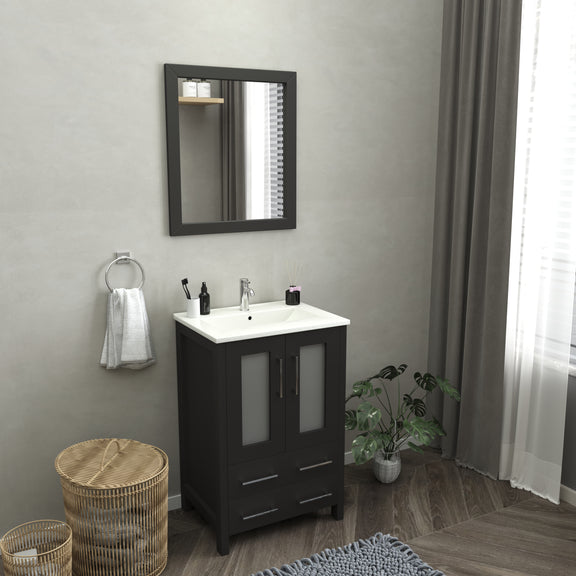 Vanity Art - London 24" Single Sink Bathroom Vanity Set with Sink and Mirror - Bhdepot 