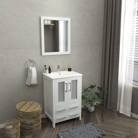 Vanity Art - London 24" Single Sink Bathroom Vanity Set with Sink and Mirror - Bhdepot 