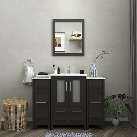 Vanity Art - London 48" Single Sink Bathroom Vanity Set with Sink and Mirror - 2 Side Cabinets - Bhdepot 