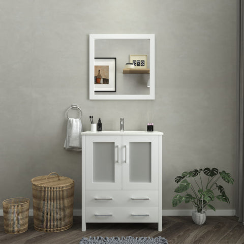 Vanity Art - London 30" Single Sink Bathroom Vanity Set with Sink and Mirror - Bhdepot 