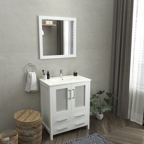 Vanity Art - London 30" Single Sink Bathroom Vanity Set with Sink and Mirror - Bhdepot 