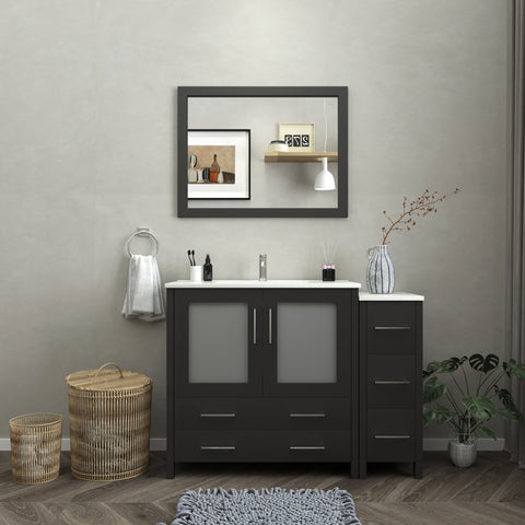 Vanity Art - London 48" Single Sink Bathroom Vanity Set with Sink and Mirror - 1 Side Cabinet - Bhdepot 