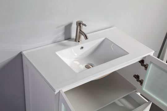 Vanity Art - London 36" Single Sink Bathroom Vanity Set with Sink and Mirror (Ceramic Top) - Bhdepot 