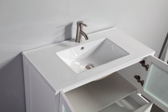 Vanity Art - London 36" Single Sink Bathroom Vanity Set with Sink and Mirror (Ceramic Top) - Bhdepot 