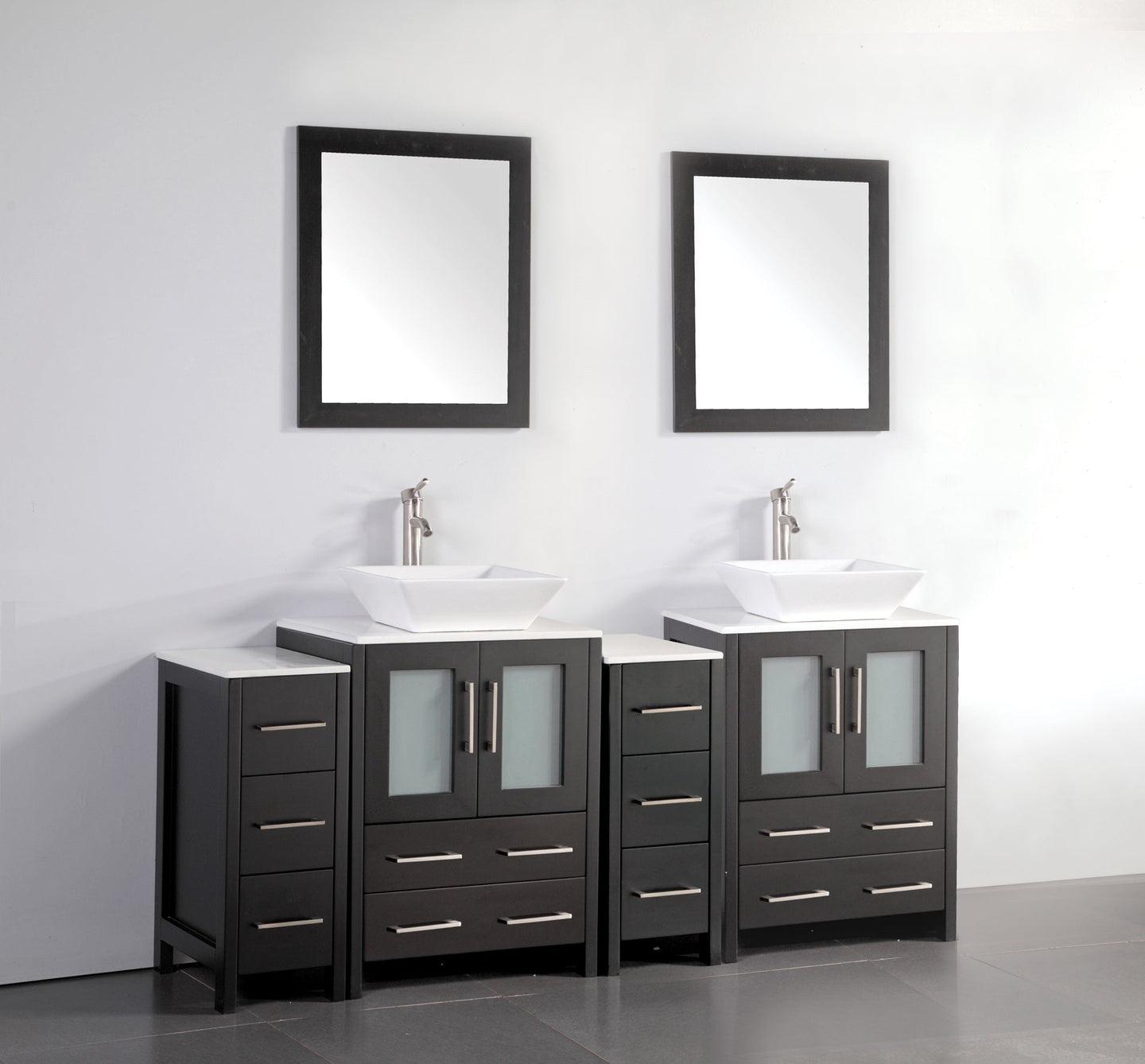 Vanity Art - Monaco 72" Double Vessel Sink Bathroom Vanity Set with Sinks and Mirrors - 2 Side Cabinets - Bhdepot 