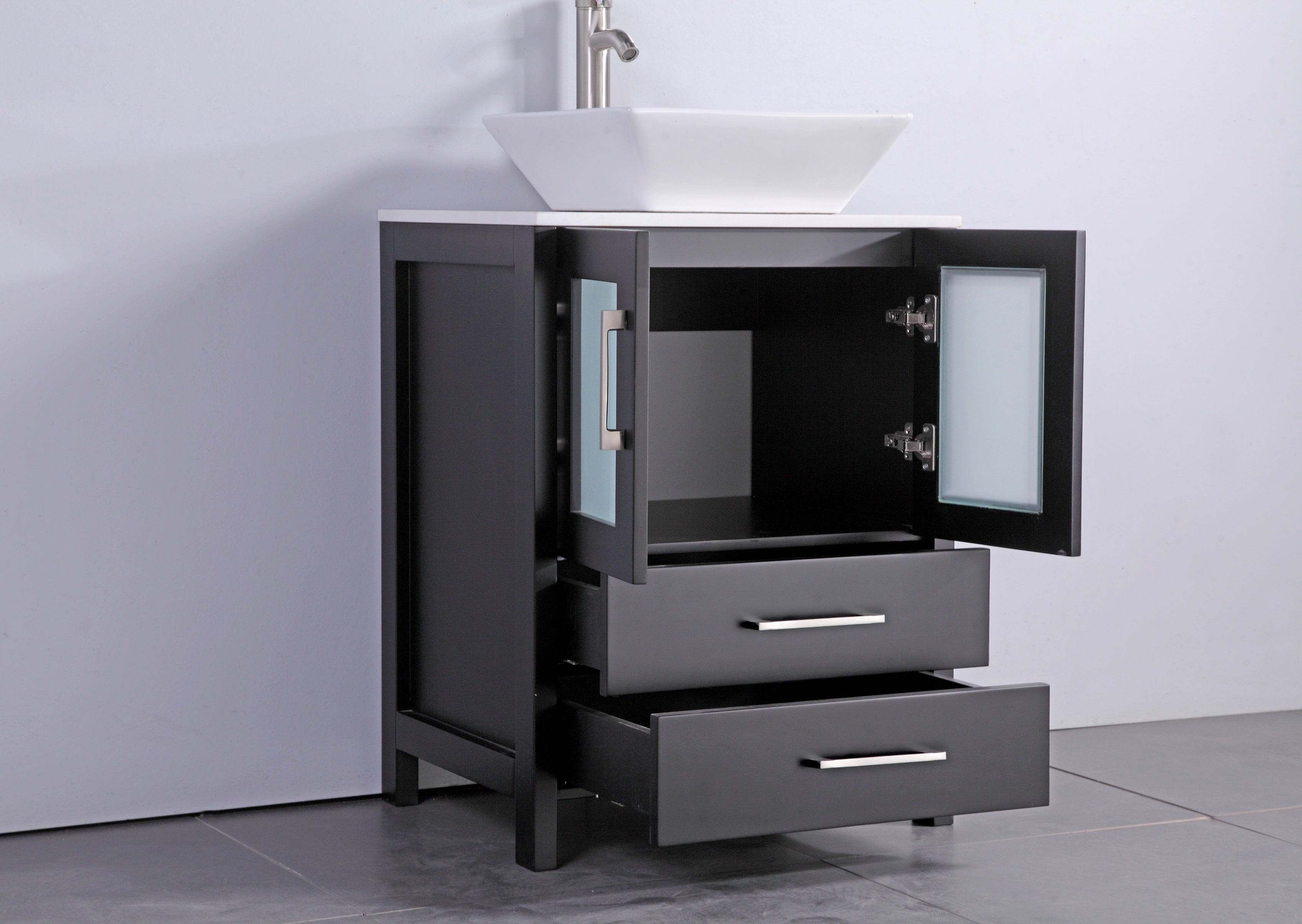 Vanity Art - Monaco 60" Double Vessel Sink Bathroom Vanity Set with Sinks and Mirrors - 1 Side Cabinet - Bhdepot 