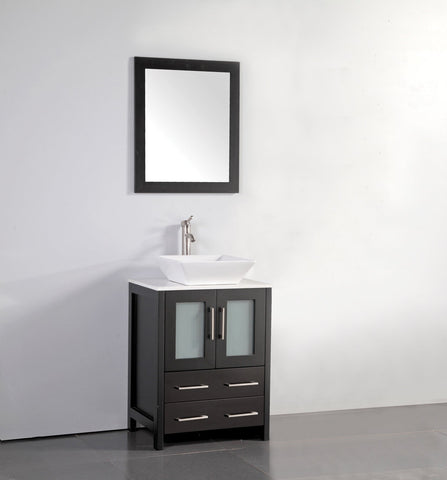 Vanity Art - Monaco 24" Single Vessel Sink Bathroom Vanity Set with Sink and Mirror - Bhdepot 