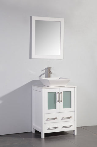 Vanity Art - Monaco 24" Single Vessel Sink Bathroom Vanity Set with Sink and Mirror - Bhdepot 