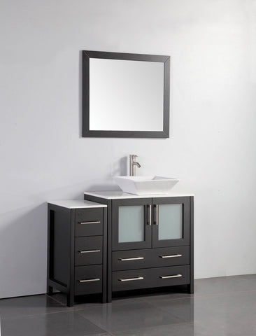Vanity Art - Monaco 42" Single Vessel Sink Bathroom Vanity Set with Sink and Mirror - 1 Side Cabinet - Bhdepot 