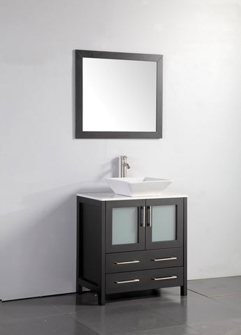 Vanity Art - Monaco 30" Single Vessel Sink Bathroom Vanity Set with Sink and Mirror - Bhdepot 