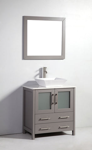 Vanity Art - Monaco 30" Single Vessel Sink Bathroom Vanity Set with Sink and Mirror - Bhdepot 