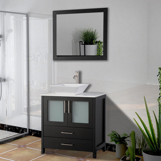 Vanity Art - Monaco 30" Single Vessel Sink Bathroom Vanity Set with Sink and Mirror - Bhdepot 
