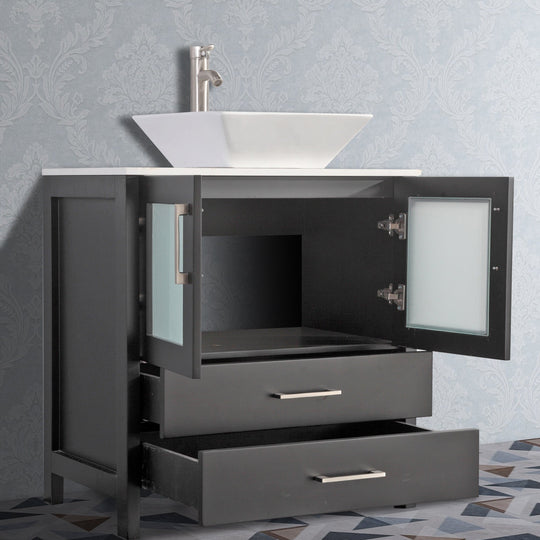 Vanity Art - Monaco 30" Single Vessel Sink Bathroom Vanity Set with Sink and Mirror - Bhdepot 