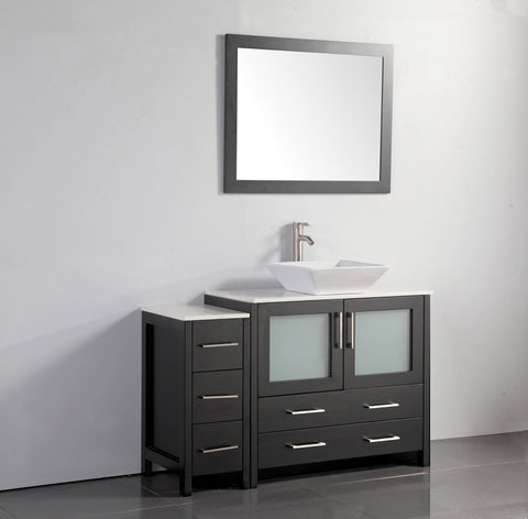 Vanity Art - Monaco 48" Single Vessel Sink Bathroom Vanity Set with Sink and Mirror - 1 Side Cabinet - Bhdepot 