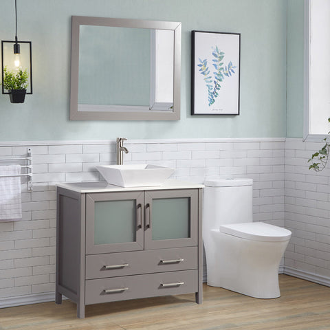 Vanity Art - Monaco 36" Single Vessel Sink Bathroom Vanity Set with Sink and Mirror - Bhdepot 