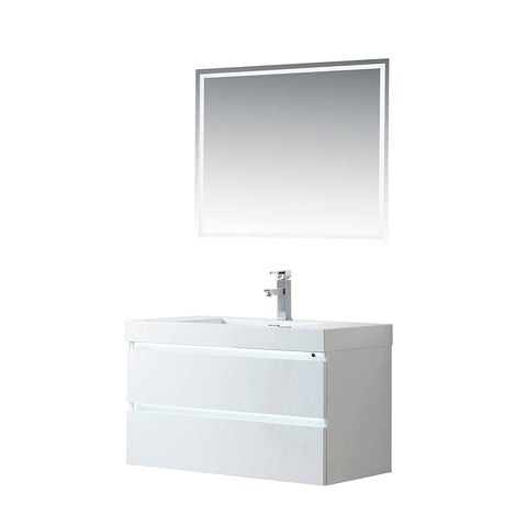 Vanity Art - Riga 36" LED Lighted Wall-Mount Single Sink Bathroom Vanity - Bhdepot 