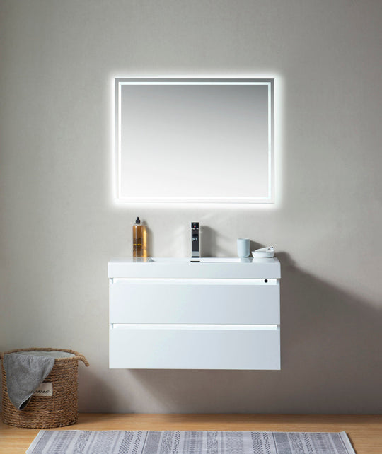 Vanity Art - Riga 36" LED Lighted Wall-Mount Single Sink Bathroom Vanity - Bhdepot 