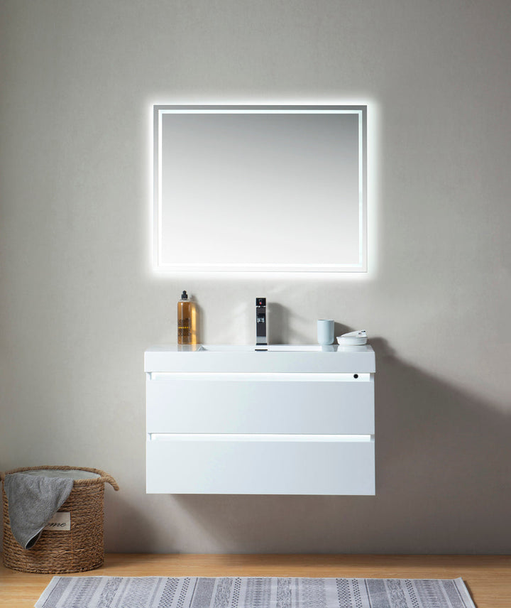 Vanity Art - Riga 36" LED Lighted Wall-Mount Single Sink Bathroom Vanity - Bhdepot 