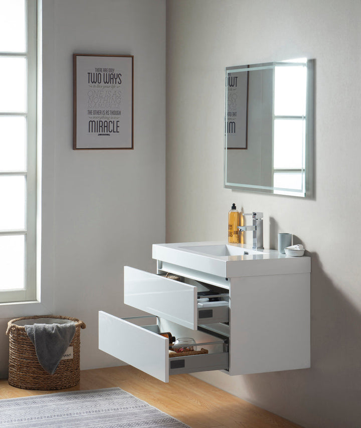 Vanity Art - Riga 36" LED Lighted Wall-Mount Single Sink Bathroom Vanity - Bhdepot 
