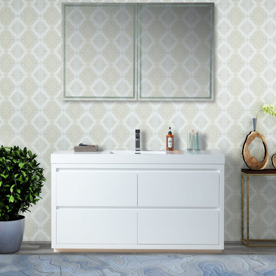 Vanity Art - Berlin 60" Freestanding Single Sink Bathroom Vanity - Bhdepot 