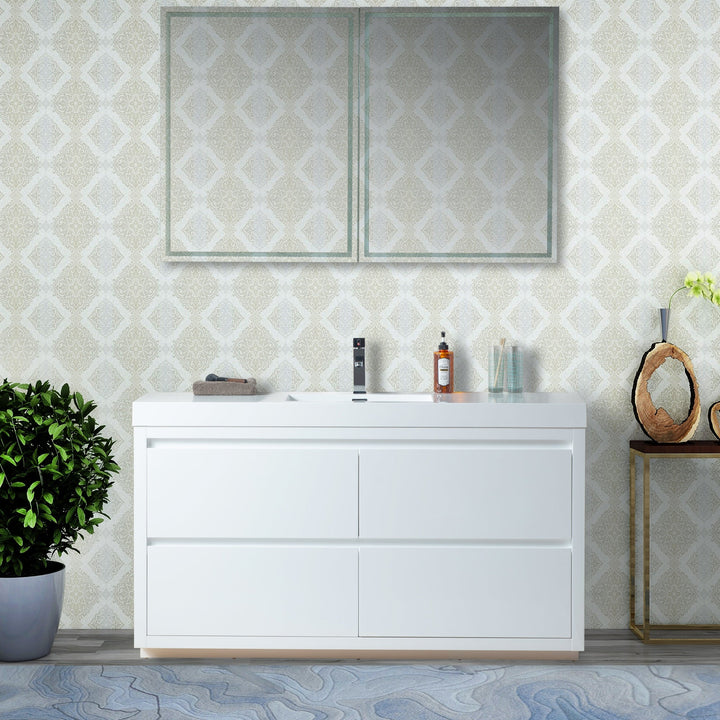 Vanity Art - Berlin 60" Freestanding Single Sink Bathroom Vanity - Bhdepot 