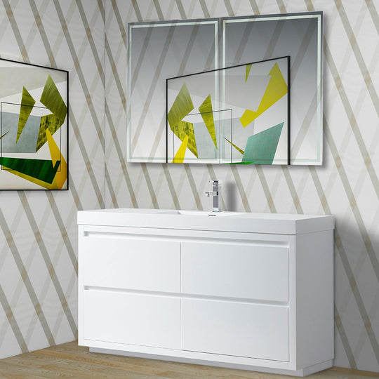 Vanity Art - Berlin 60" Freestanding Single Sink Bathroom Vanity - Bhdepot 