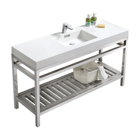 Cisco 60" Single Sink Stainless Steel Console with Acrylic Sink - Home and Bath Depot