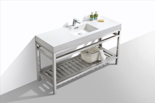 Cisco 60" Single Sink Stainless Steel Console with Acrylic Sink - Home and Bath Depot
