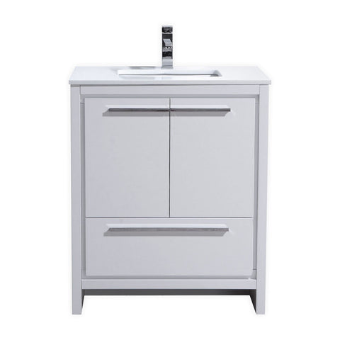 Dolce 30″ Modern Bathroom Vanity with White Quartz Counter-Top - Home and Bath Depot