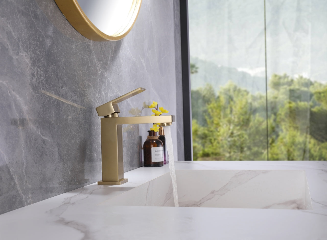 Aqua Kubo Single Lever Bathroom Vanity Faucet - Bhdepot 