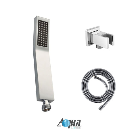 Aqua Piazza Brass Shower Set with Square Rain Shower, Handheld and 4 Body Jets - Home and Bath Depot