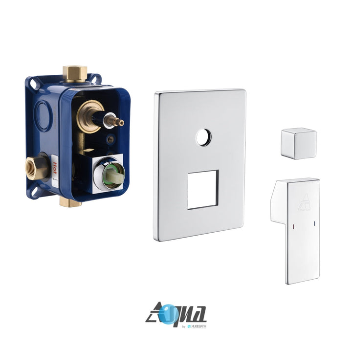 Aqua Piazza Brass Shower Set with Ceiling Mount Square Rain Shower (Tub Filler and 4 Body Jets) - Home and Bath Depot