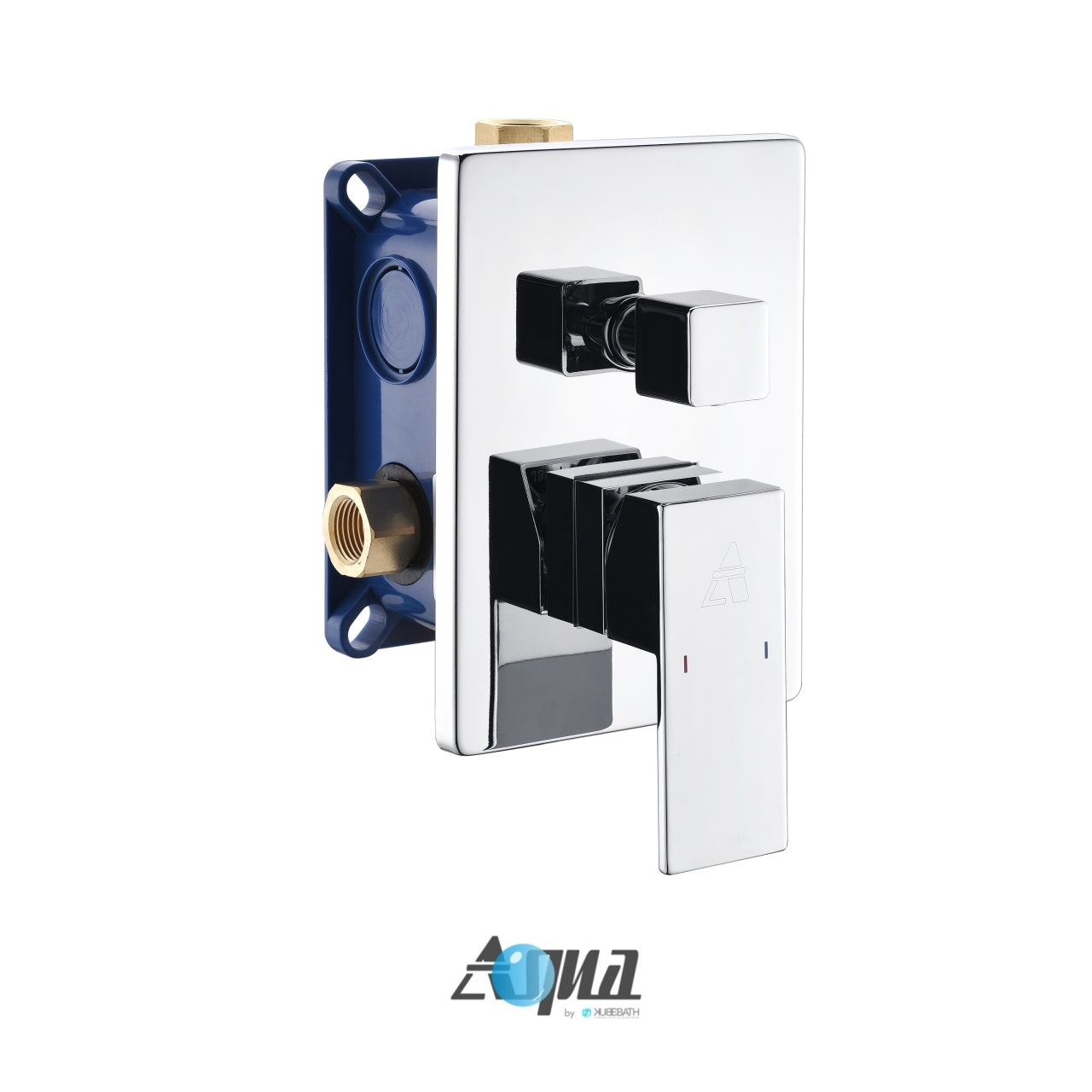 Aqua Piazza Brass Shower Set with Ceiling Mount Square Rain Shower (Tub Filler and 4 Body Jets) - Home and Bath Depot