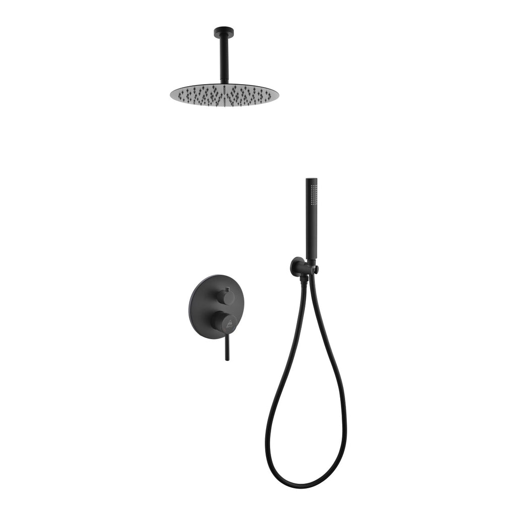 Aqua Rondo Shower Set With Ceiling Mount Rain Shower (Handheld) - Home and Bath Depot