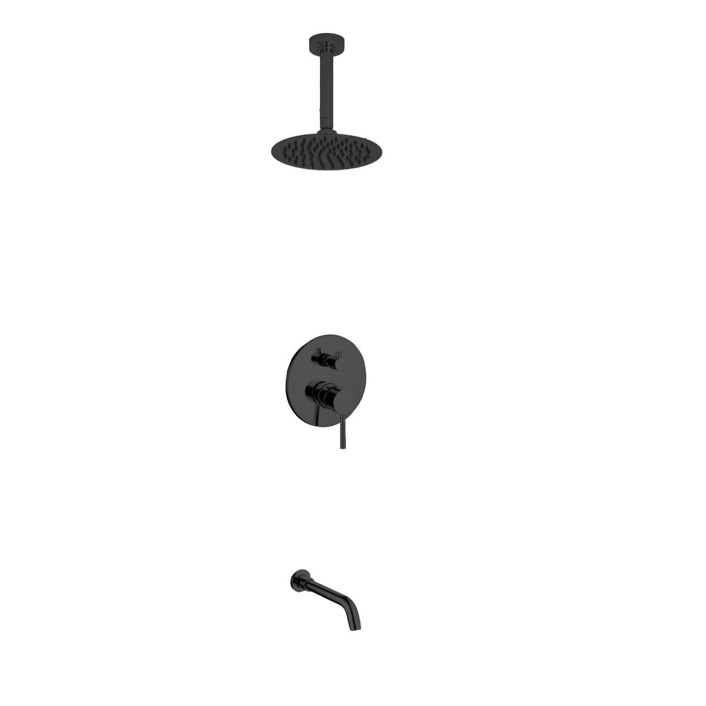 Aqua Rondo Shower Set With Ceiling Mount Rain Shower (Tub Filler) - Home and Bath Depot