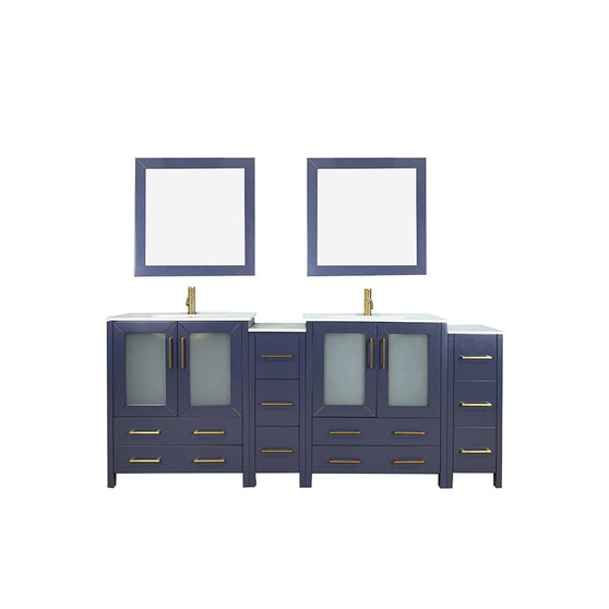 Vanity Art - London 84" Double Sink Bathroom Vanity Set with Sink and Mirrors - 2 Side Cabinets - Bhdepot 