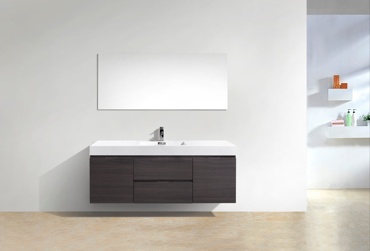 Bliss 60" Single Sink Wall Mount Modern Bathroom Vanity - Home and Bath Depot