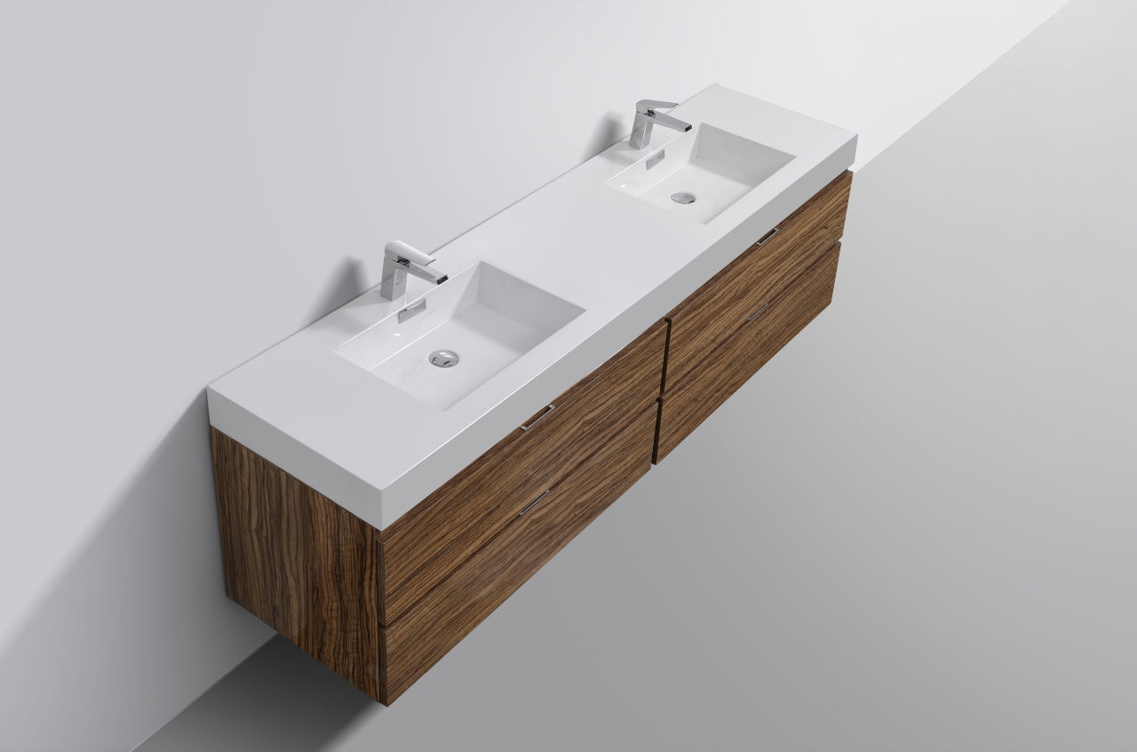 Bliss 72" Double Sink Wall Mount Modern Bathroom Vanity - Home and Bath Depot