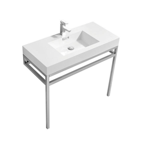 Haus 36" Stainless Steel Console w/ White Acrylic Sink - Home and Bath Depot