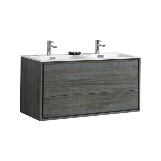 DeLusso 48" Double Sink Wall Mount Modern Bathroom Vanity - Home and Bath Depot