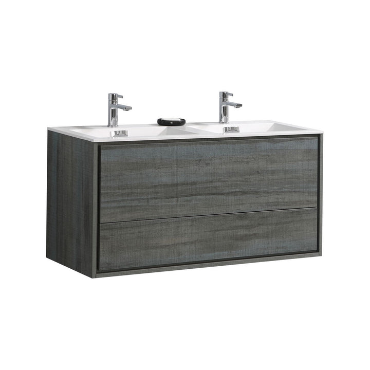 DeLusso 48" Double Sink Wall Mount Modern Bathroom Vanity - Home and Bath Depot