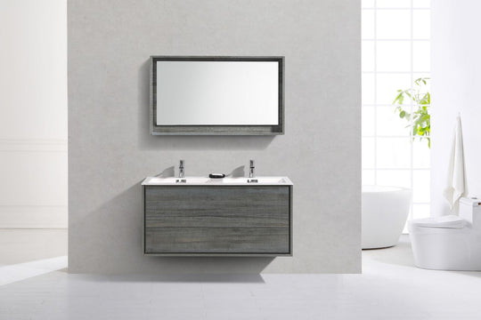 DeLusso 48" Double Sink Wall Mount Modern Bathroom Vanity - Home and Bath Depot