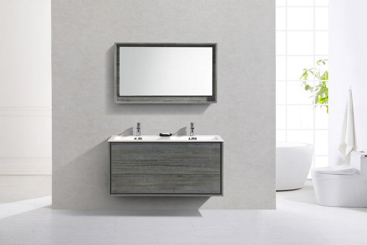 DeLusso 48" Double Sink Wall Mount Modern Bathroom Vanity - Home and Bath Depot
