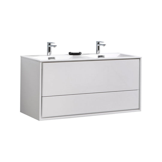 DeLusso 48" Double Sink Wall Mount Modern Bathroom Vanity - Home and Bath Depot