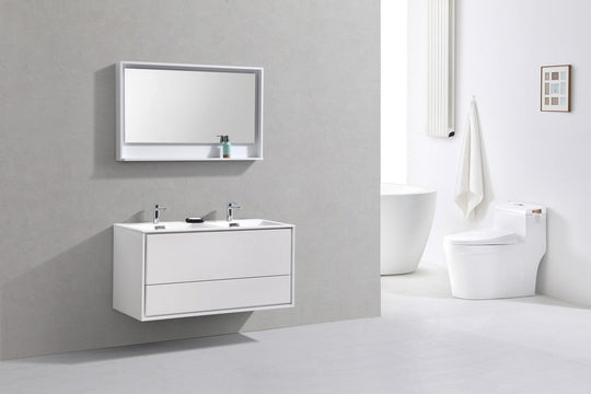 DeLusso 48" Double Sink Wall Mount Modern Bathroom Vanity - Home and Bath Depot