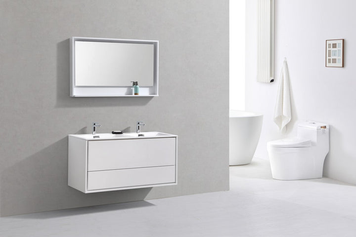 DeLusso 48" Double Sink Wall Mount Modern Bathroom Vanity - Home and Bath Depot
