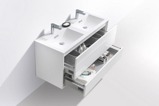 DeLusso 48" Double Sink Wall Mount Modern Bathroom Vanity - Home and Bath Depot